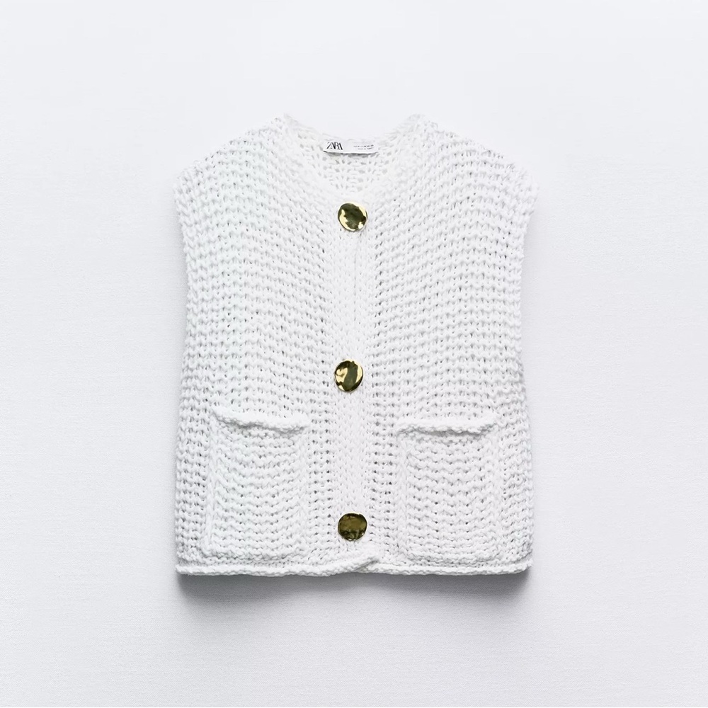 Zara White Chunky Knit Top